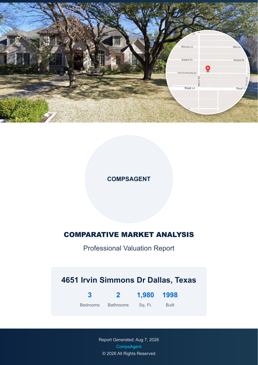 Real CompsAgent comp report example — cover page